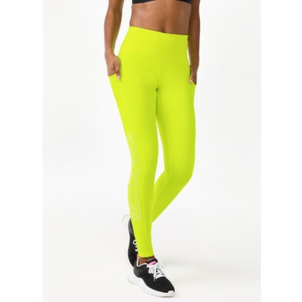 Love & Sports Neon Side Pockets Performance Full Length Leggings Size M NWOT